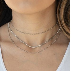 Paparazzi Rhinestone layered choker  , deluxe earrings , & bracelet